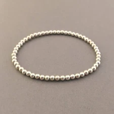 Lady 14k Gold Plated 4MM Beads Beaded Stack Bracelets Women Bohemian Jewelry