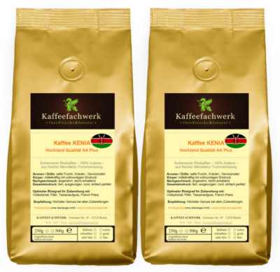 1kg Kaffeebohnen Kenia AA Plus frisch geröstet   Beste Kaffeefachwerk-Qualität