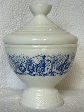 Vintage Milk Glass Jar With Cover Decorative Accent