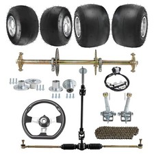 32" Go kart Rear Axle Kit 5" Wheels Front Steering Sprocket ATV Golf Cart Bike