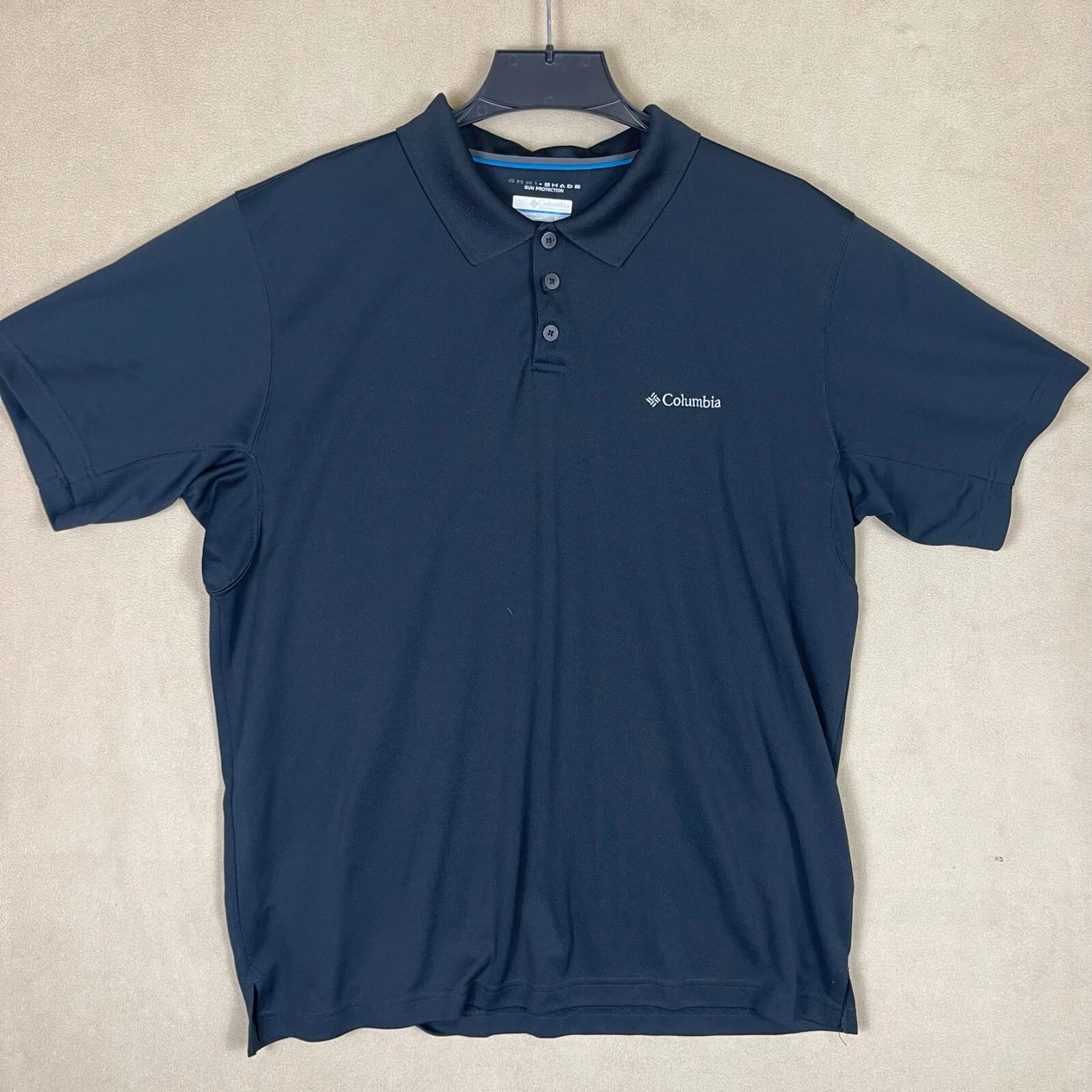 Columbia Omni Shade Sun Protection Polo Shirt Mens XL Black Regular Fit