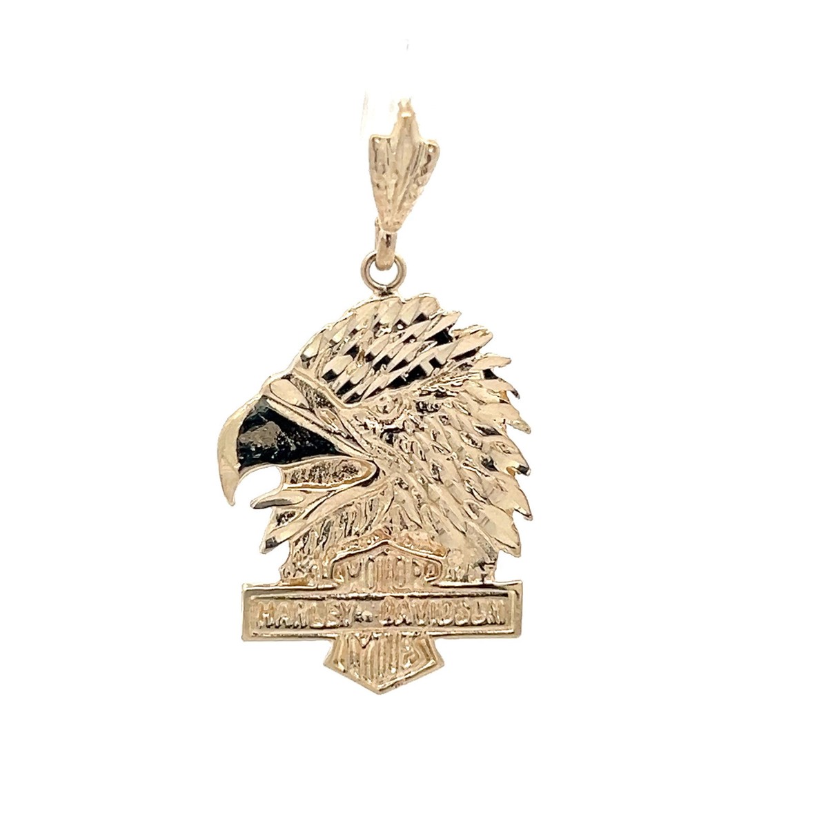 アクセサリー Harley-Davidson Large Eagle Medallion 10k Yellow Gold Harley Davidson Eagle Charm Necklace Pendant ~ 5.5
