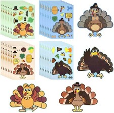 Thanksgiving Stickers for Kids, 344 pcs Make a Turkey Stickers for Thanksgiving