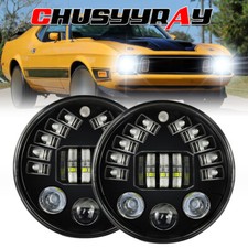 Pair Fit 1965 -1973 Ford Mustang 7 Inch Round Led Headlights Hilow Beam
