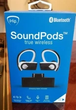SoundPods True Wireless Earbuds Bluetooth Blk/White w Charging Base-iHip