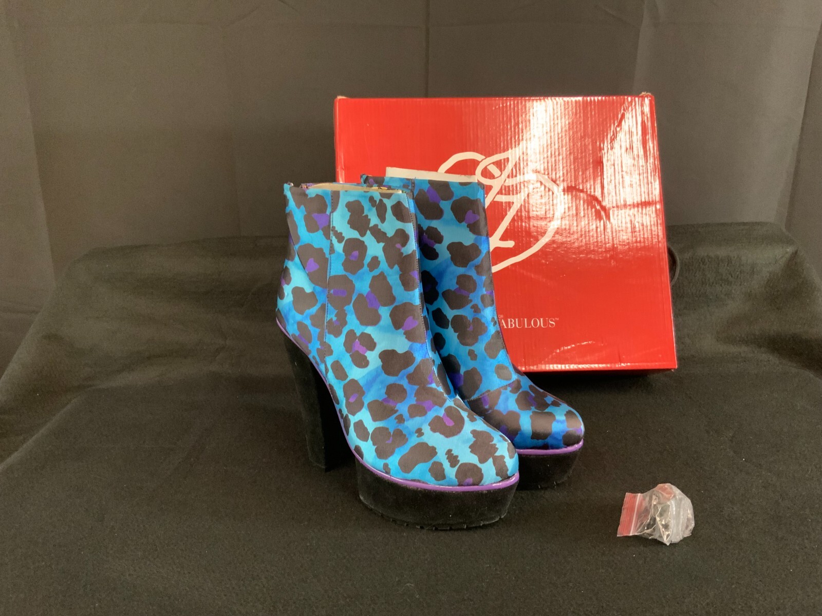 Iron Fist X Marks the spot Blue Black & Purple Leopard Print. spare heel studs 