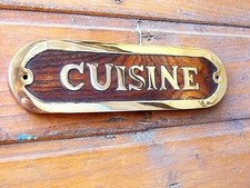 INSEGNA CUISINE LEGNO E OTTONE PLACCA PER PORTA CUCINA BARCA LOCALE STILE MARINA