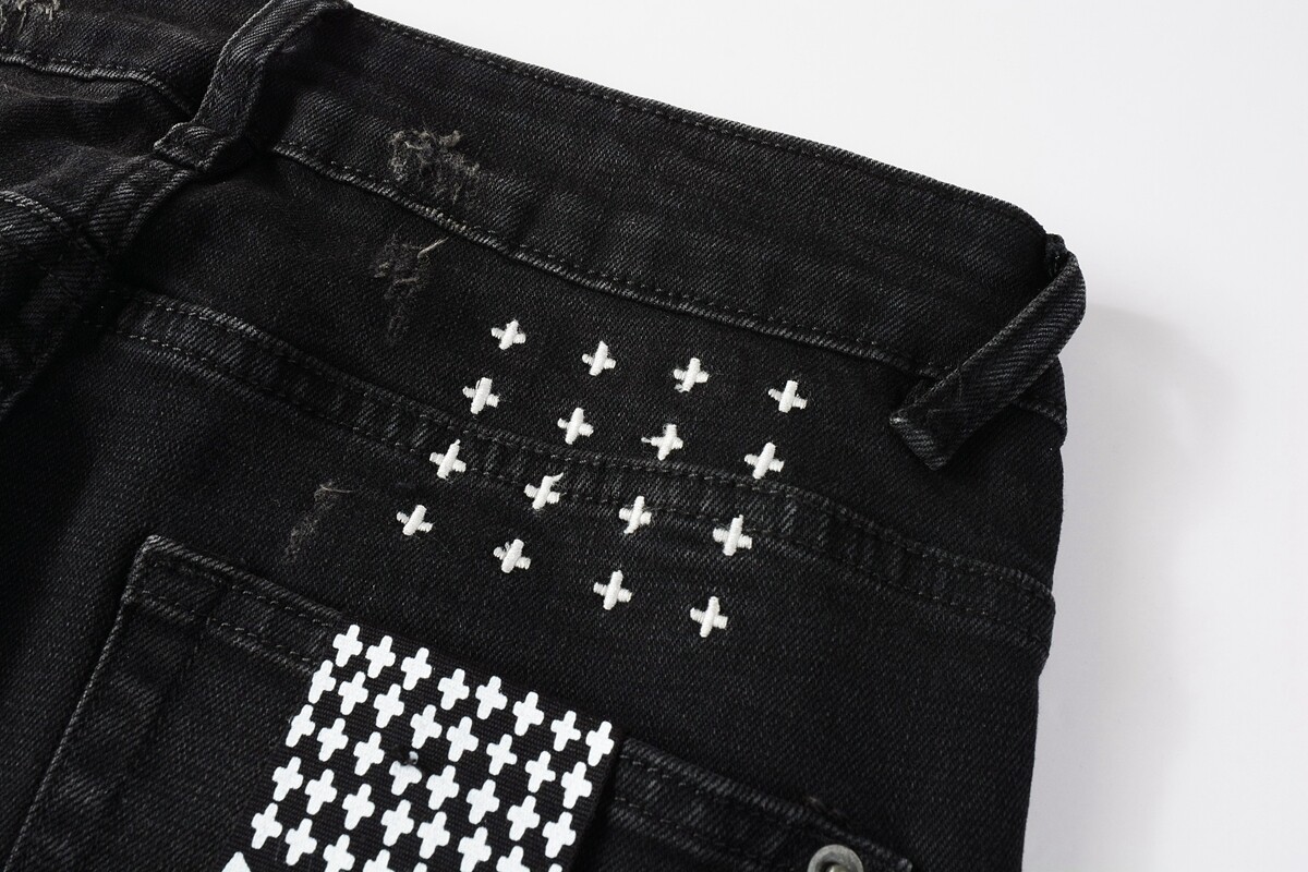 NEW KSUBI Men's Black Ripped Patch Pants High Street Casual