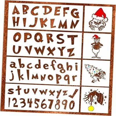 Christmas Stencils - Letter and Number Stencils for Painting on Set of 8 Grinch