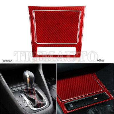 For VW Golf 6 MK6 GTI Red Carbon Fiber Cigarette Lighter Panel Cover Trim  08-12