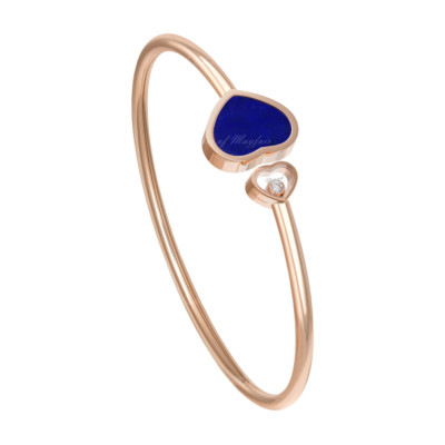 Chopard - Happy Hearts Rose Gold Lapis Lazuli Diamond Bangle Size M 857482-5503