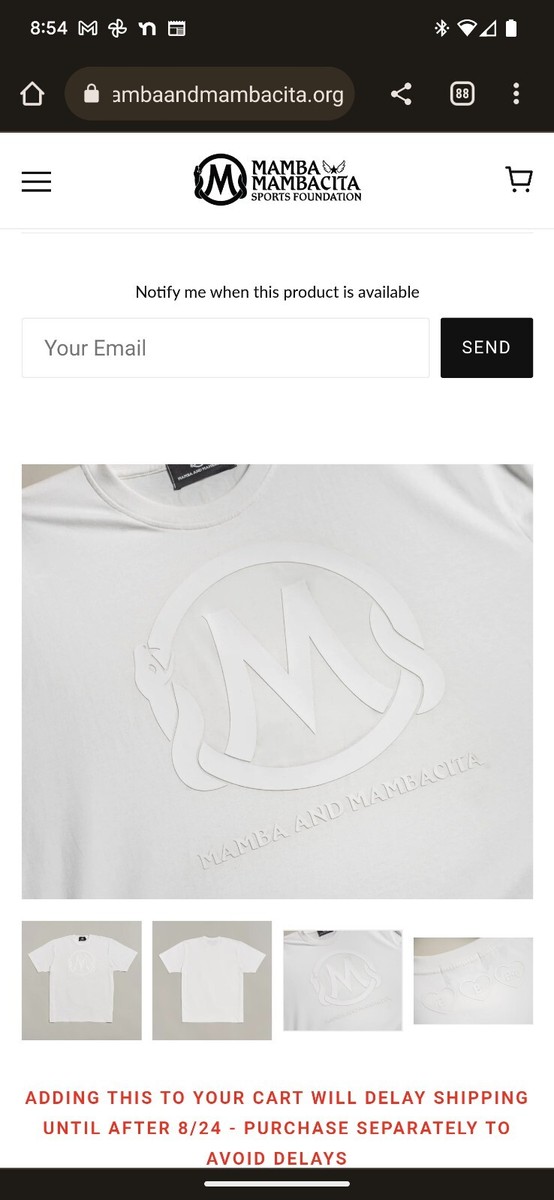 Mamba & Mambacita Kobe Mamba Day White T-shirt Limited Edition