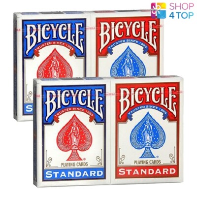 4 Decks Bicycle Rider Back Standard Index Poker Spielkarten 2 Rot 2 Blau Neu