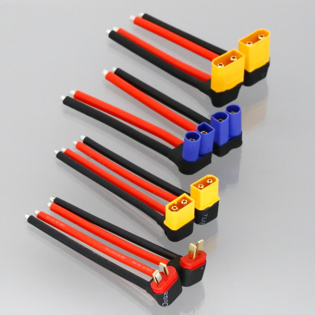Battery Port 90 Degree Turn XT90 XT60 Deans EC5 Male 10cm Wire DIY