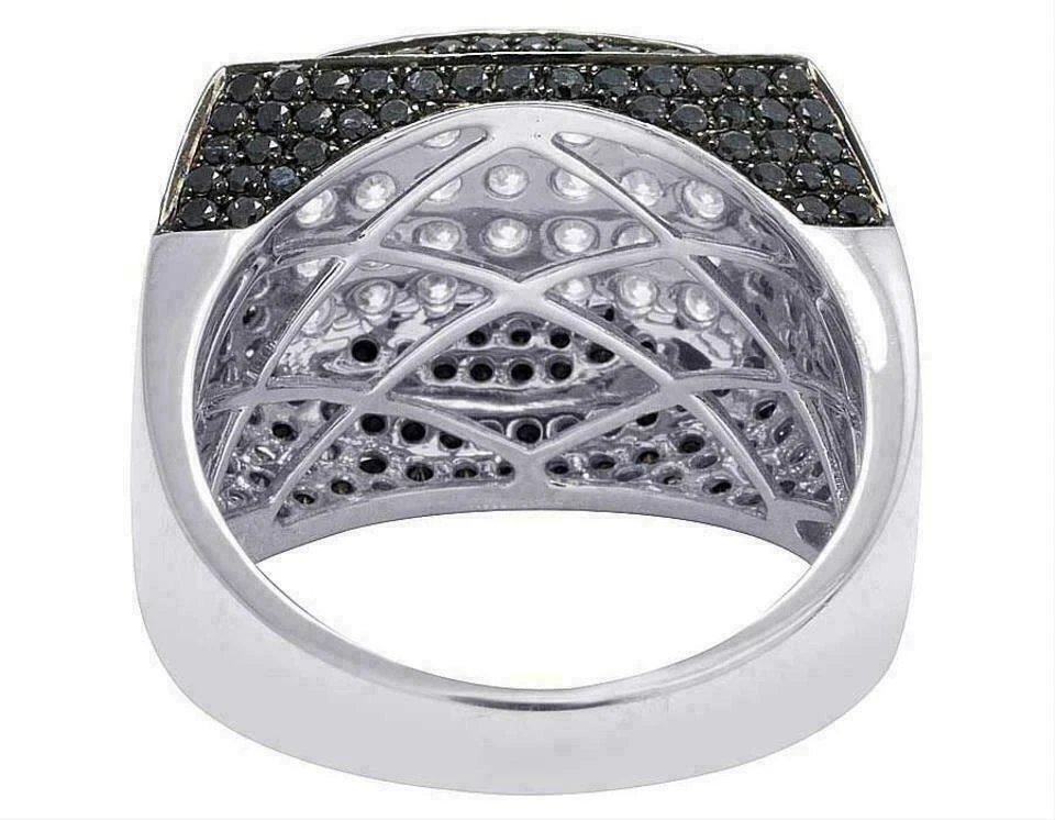 Anillo de compromiso con racimo de ónix negro y zafiro blanco simulado de plata 935 para hombre Foto 2 de 4