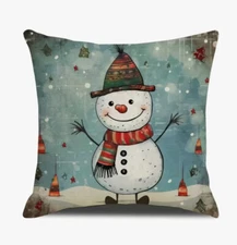 SNOWMAN WINTER SCANDINAVIAN Christmas Throw Pillow Cover Holiday Home Decor