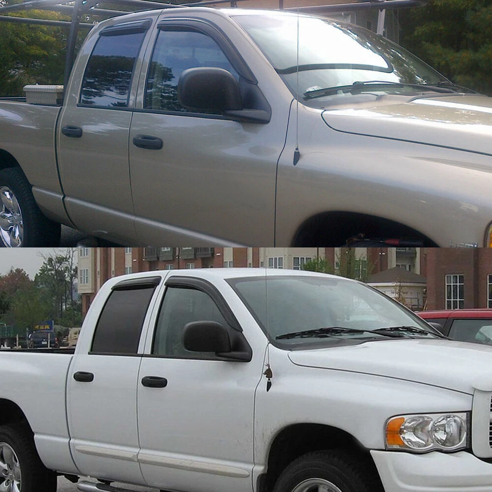 Fit 2002-2009 Ram 1500 2500 Quad Cab Smoke Window Visor Sun Vent Rain Wind Guard Foto 2 de 4