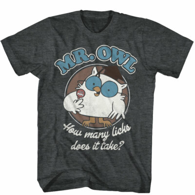 Mr Owl How Many Licks Does It Take Tootsie Roll Candy Lollypops Men's T Shirt 