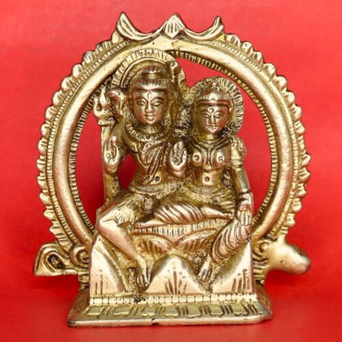 Handmade Brass Shiv Shiva Parvati Figurine Sculpture Home Decor Figure Statue - Photo 1/5