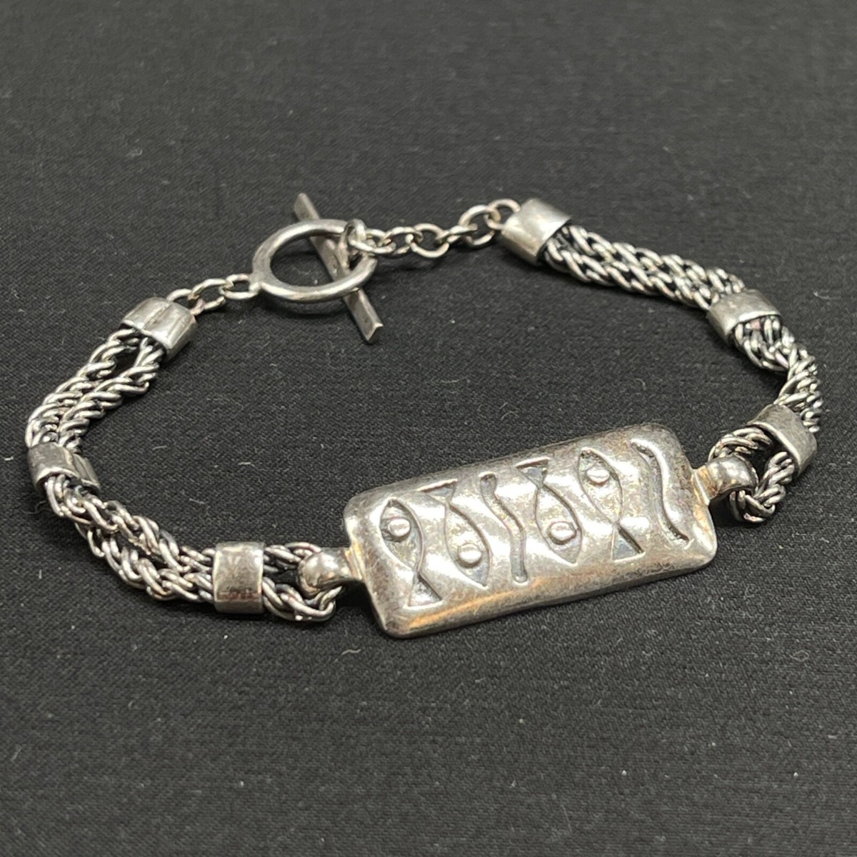 925 Sterling Silver Rope W Fish Toggle Clasp 6.5