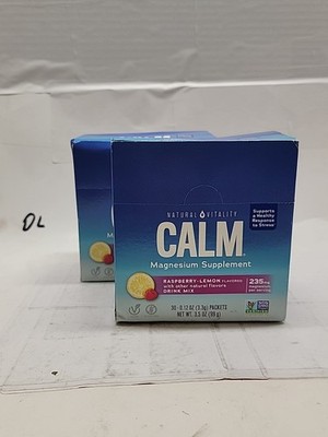X2 Natural Vitality Calm, Magnesium Supplement - Raspberry-Lemon - Exp 08/2027