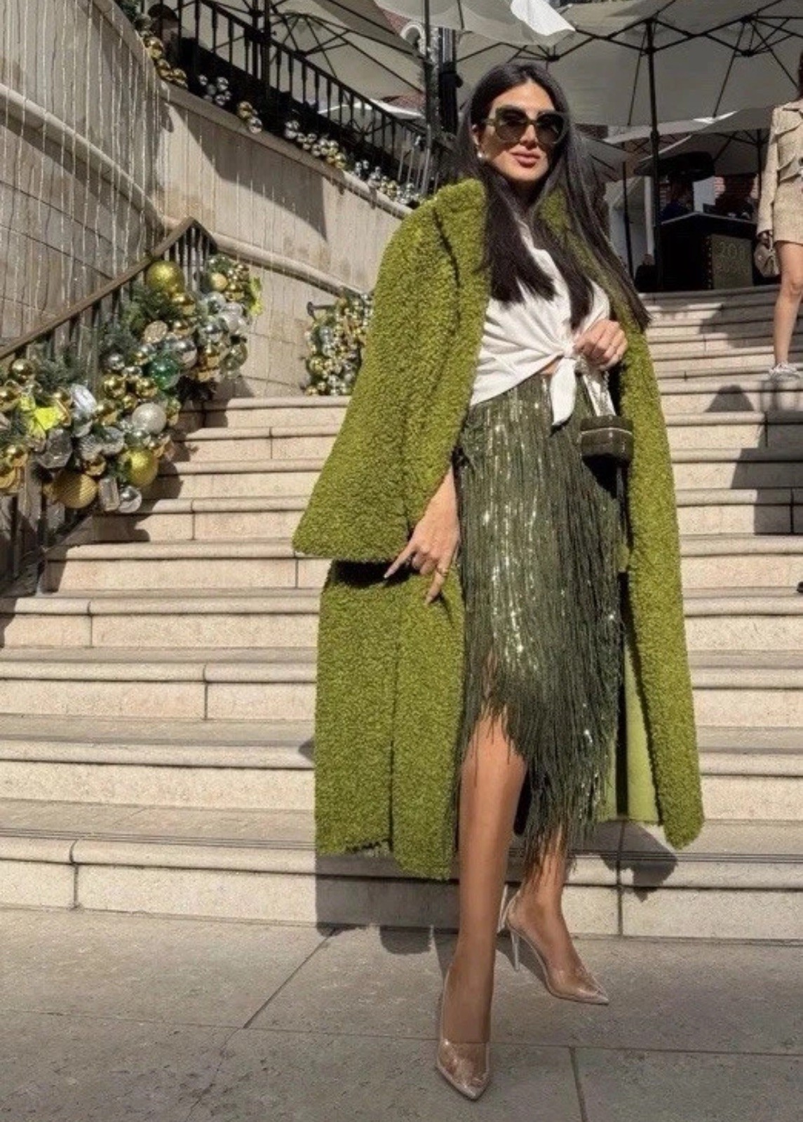 ZARA NWT WOMAN SS25 LIMITED EDITION FRINGED SEQUIN SKIRT GREEN 9125/101 SIZE XS image 10