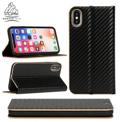 Carbon Fibre Ultra Slim Book Anti-Shatter Lightweight Case for Apple Samsung 