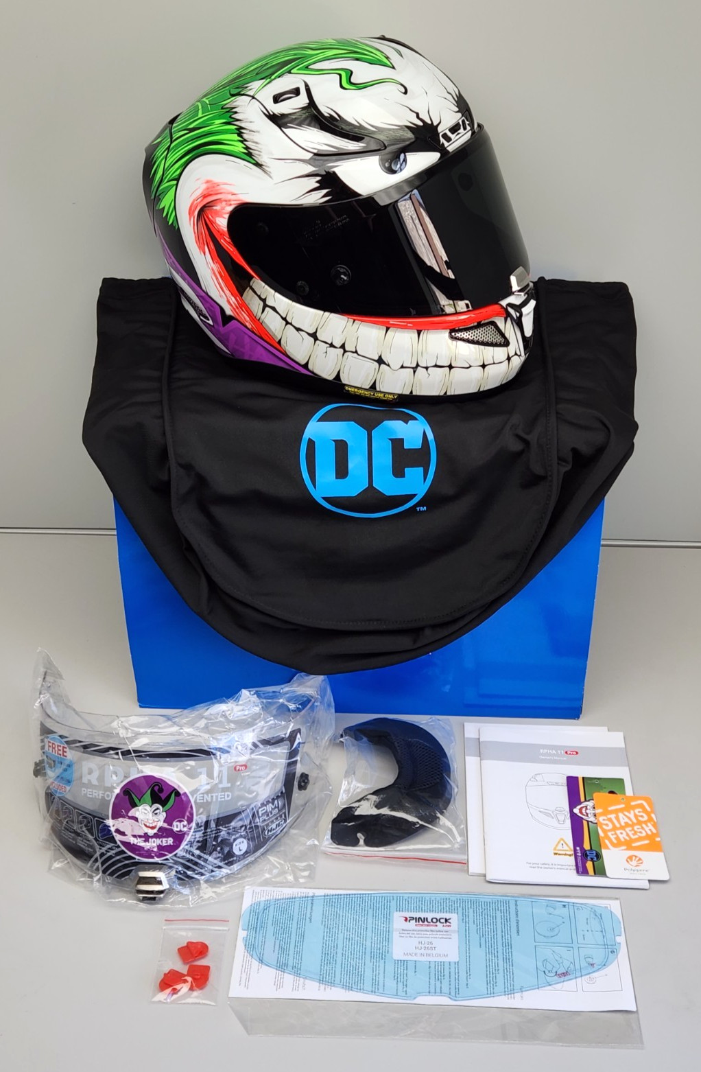 HJC RPHA 11 Pro DC Comics The Joker MC48 Motorcycle Helmet LARGE Clean Excellent