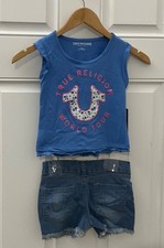 True religion Little Girl Tee And Denim Shorts Set.