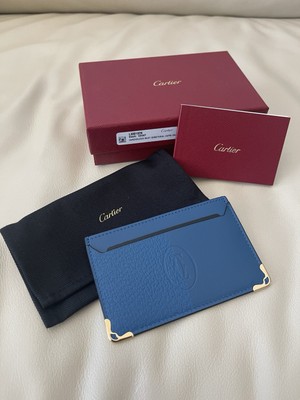 CARTIER Must Cardholder Calfskin Leather L3001936 Capri Blue