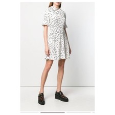 Stella McCartney collared polka dot dress short sleeves black white fit flare