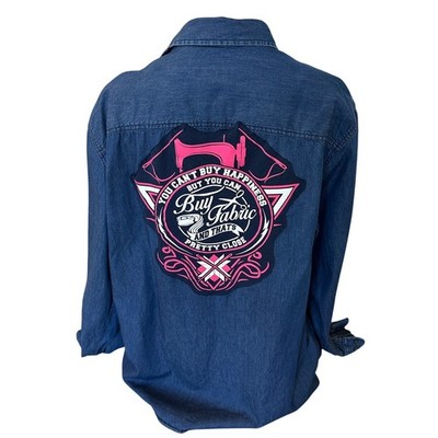 Sewing Denim Shirt Shacket LARGE Oversized Unique Sewer Gift Chambray Upcycled
