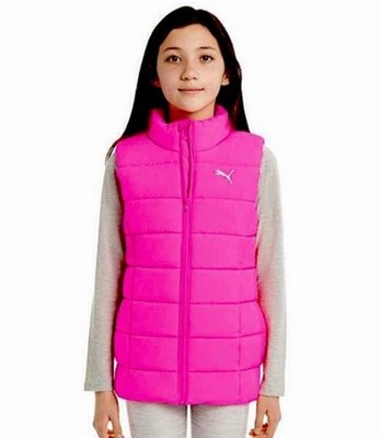 Puma Hot Pink Full Zip Puffer Vest w/ Pockets Girls Size extra Small 6x