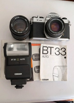 Pentax Asahi K1000 50mm SLR Camera Kit Vitara Lens Made in Japan Top Zustand 