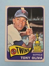 1965 Topps Tony Oliva All-Star Rookie Cup Card #340. rookie card picture