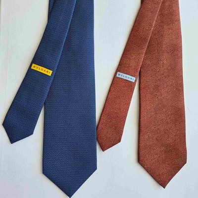 BVLGARI Silk Sevenfold Tie 7 Fold Necktie Made In Italy lot 2pc