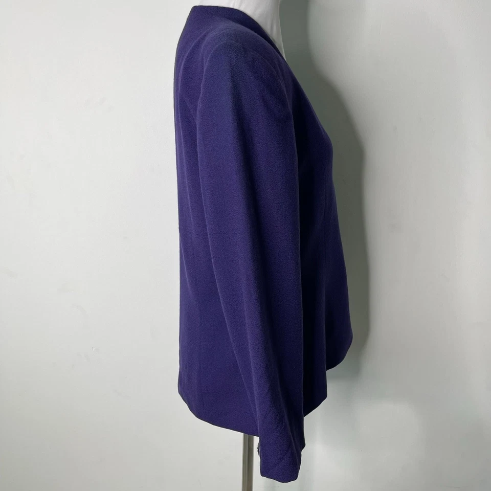 迪奥女式紫色纽扣 100% 羊毛西装外套 8 码 — 第 3/4 张图片