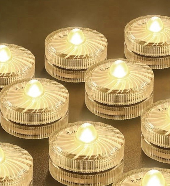 9 piezas Pequeñas Luces LED Sumergibles Blancas Cálidas Sin Llama 100 Horas Impermeable