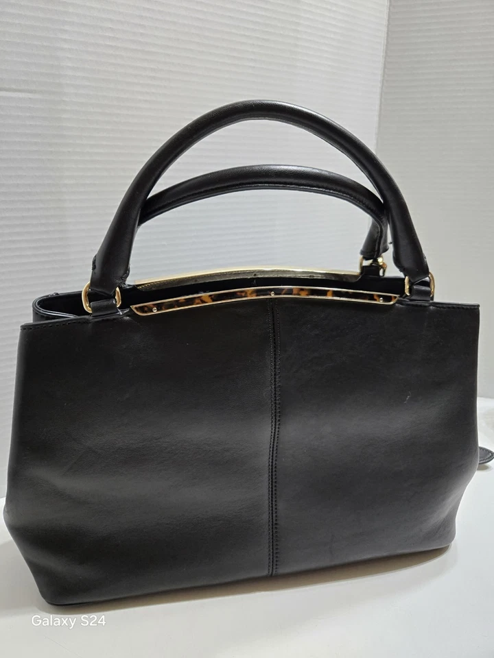 TALBOTS Classic Black Quilted Nappa Leather Two Way Tote Bag - Image 2 of 4