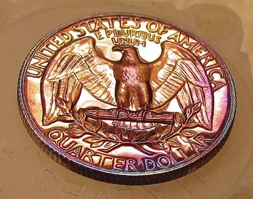 1962 Gem Proof Quarter 90% Silver Eye Candy  MONSTER   TONING  #220 ~ 4