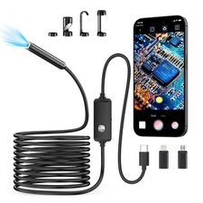 Endoscope Camera with Light,1920P HD Borescope with 8 Adjustable LED Lights, ...