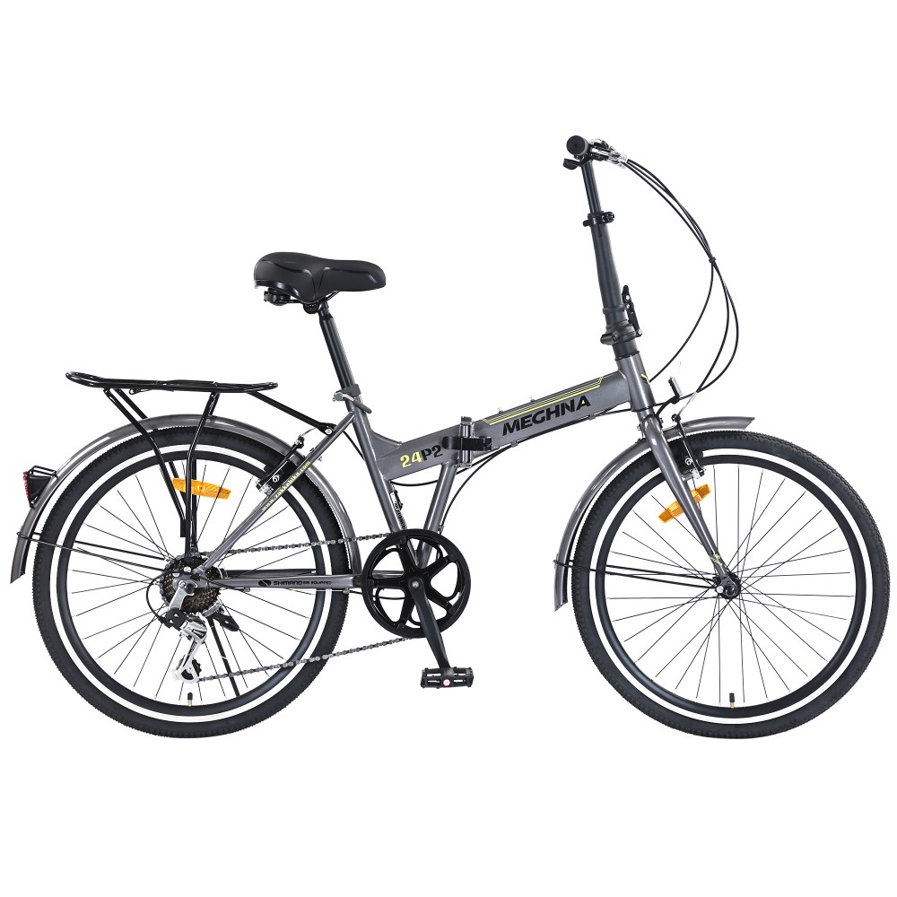 24" Folding Bike Shimano 7-Speed for Adults - Full-Size Ride, Compact Storage