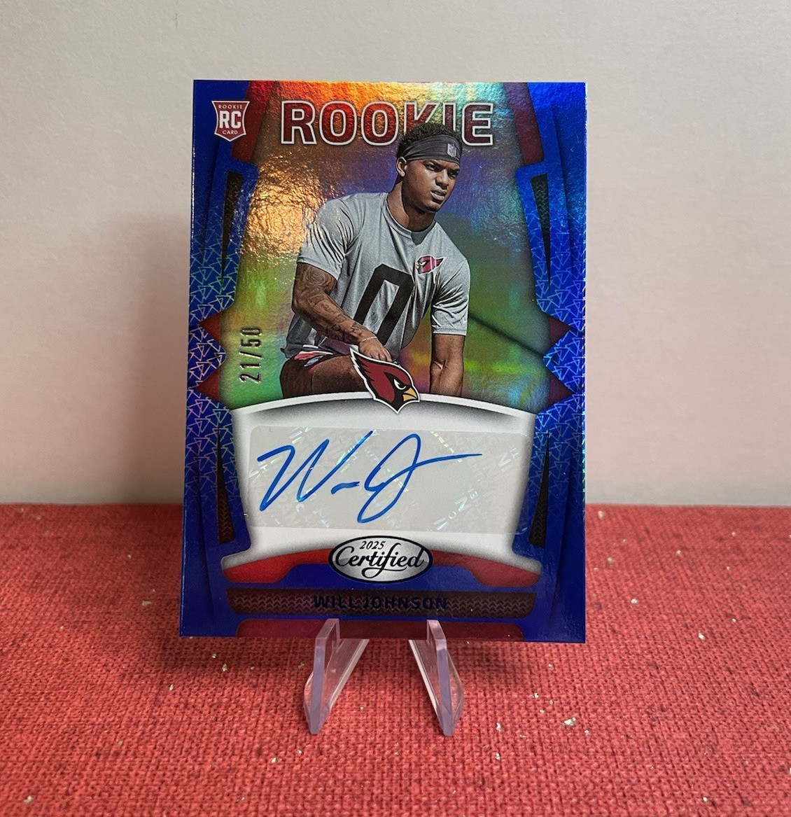 Panini 2025 Certified Will Johnson RC Auto Mirror Blue /50 #RSI-WJO Cardinals