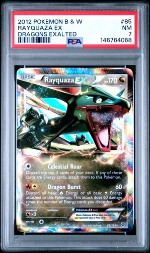 2012 POKEMON B&W DRAGONS EXALTED #85 RAYQUAZA EX PSA 7