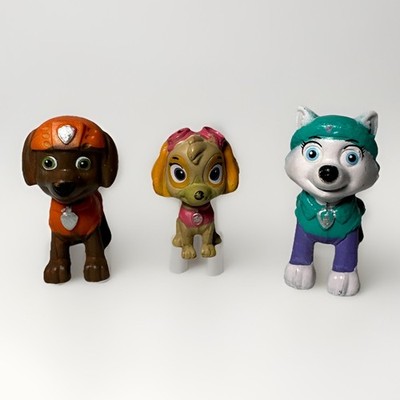 Set of Three Paw Patrol Figurines, Zuma, Skye, and Everest
