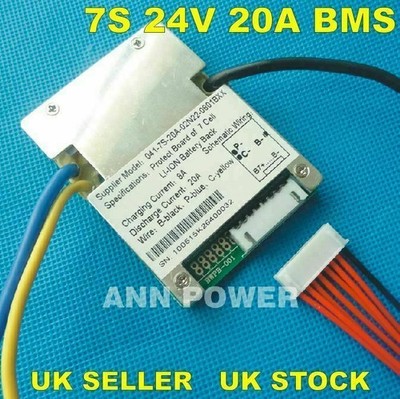 7S 24V 20A Lithium Polymer Li-Ion Akku BMS Balance Funktion UK Verkäufer/Lager