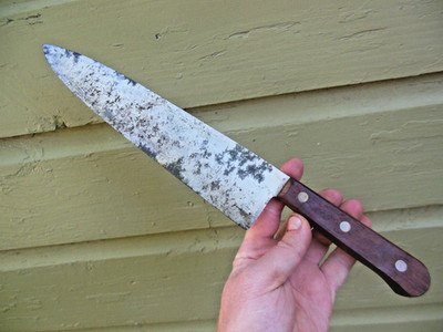 VINTAGE LAMSON USA 10'' CARBON CHEF'S KNIFE BUTCHER SLICER