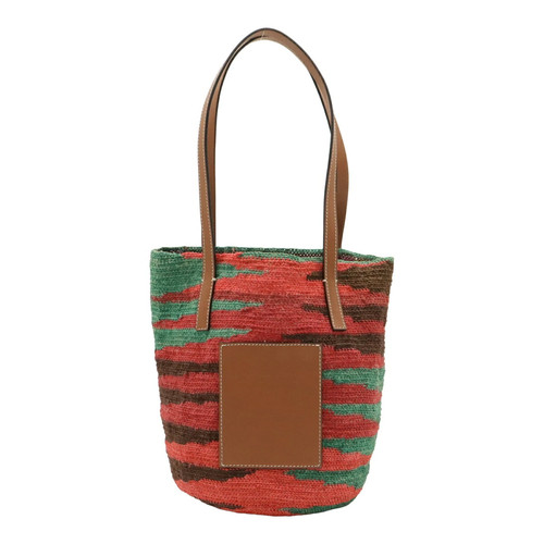 LOEWE Sigra Basket Bag Tote Leather Pink Green Tan Brown GZl1lxn6