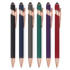Bribobo 6 Pack Ballpoint Pen 2-in-1 Stylus 1 Count (Pack of 6), 6 Black Gold