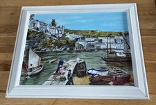 Quadro dipinto olio originale Barbara Tilston Looe Harbour Cornovaglia